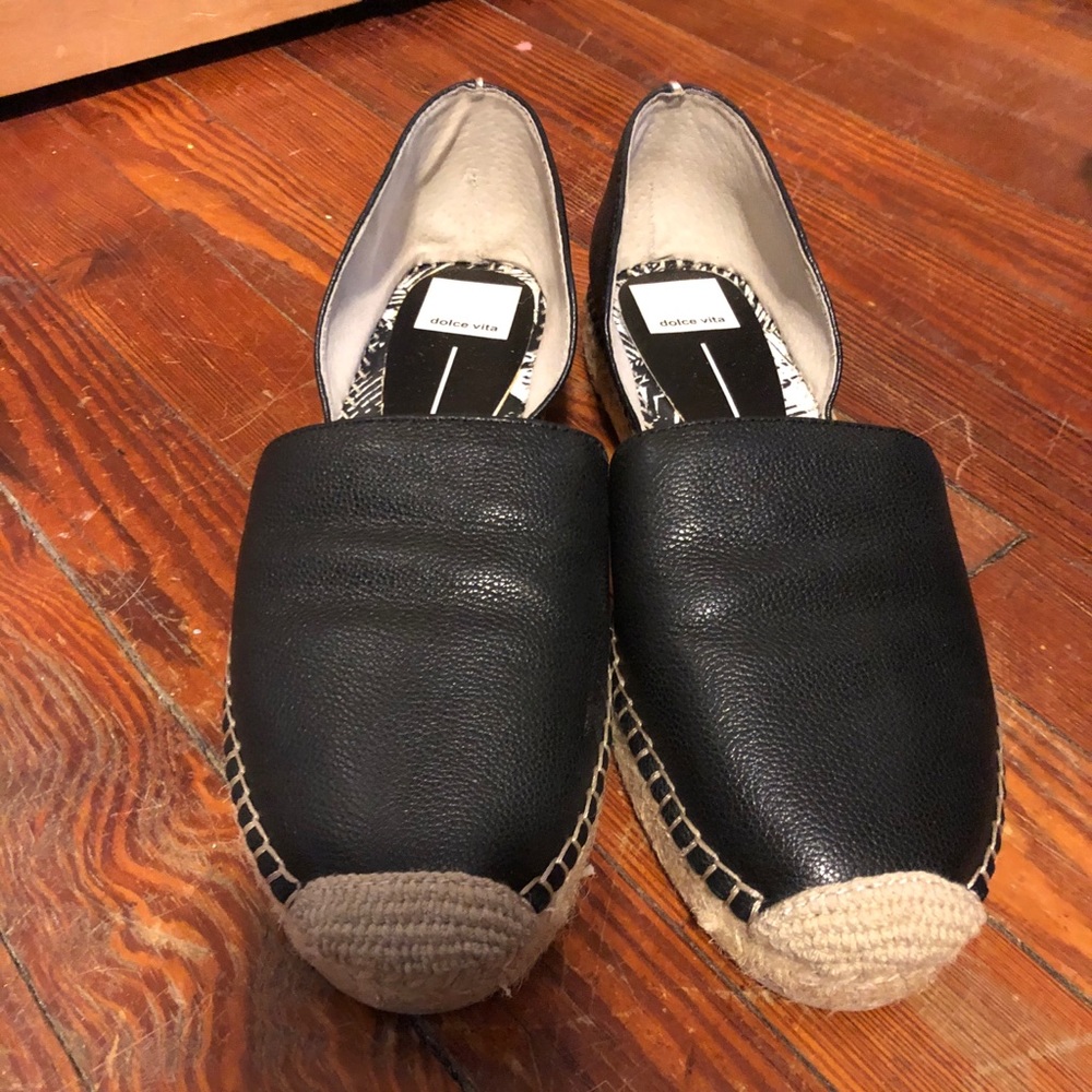 Dolce Vita Black Leather Espadrilles